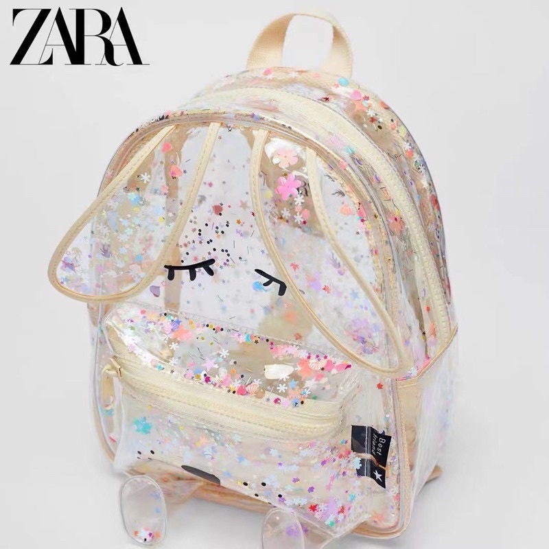 Balo trong suốt cún zara chuẩn xuất xịn,kèm tag túi hãng