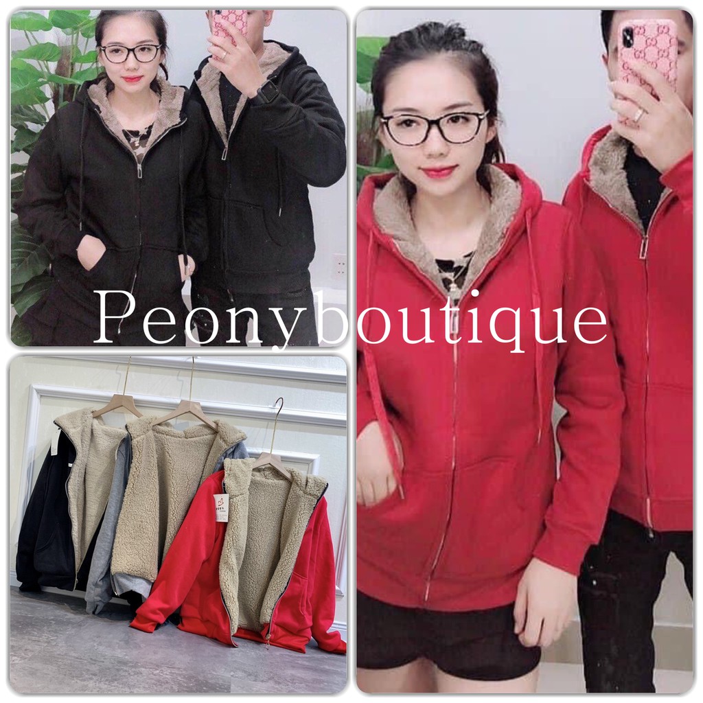 Áo Khoác Cotton Lining Unisex [FREESHIP] 🌸 Jacket nỉ lót bông hoodie thun trơn màu ĐEN | XÁM | ĐỎ Ulzzang nam nữ HOT 🌸
