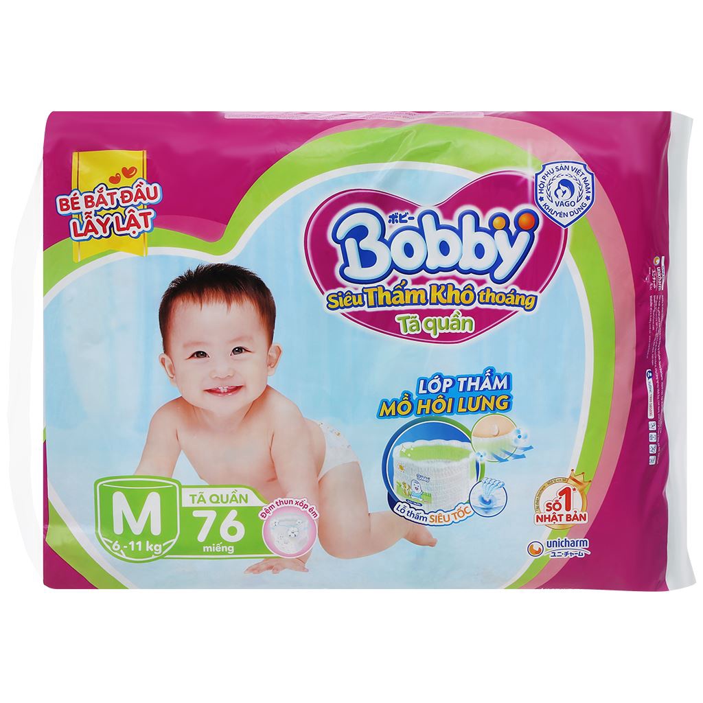 Tã quần Bobby M76 mẫu mới ( từ 6-11kg) - HSD luôn mới