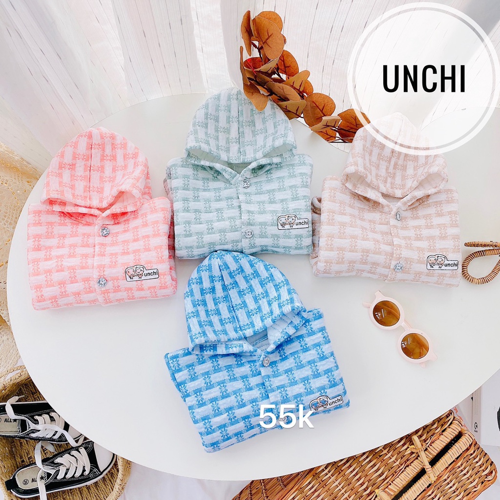 áo mũ trần bông kẻ trơn uchi