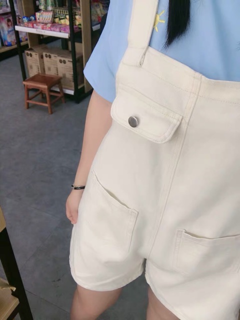 [KÈM ẢNH THẬT] yếm quần nữ kaki trắng túi trước ulzzang hàn quốc | BigBuy360 - bigbuy360.vn