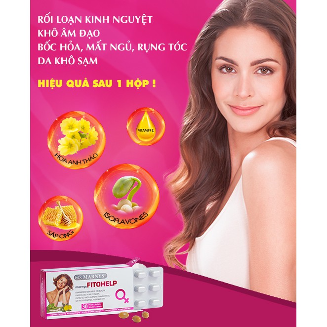 Marnys FITOHELP [Hộp 30 viên] - Bổ sung nội tiết tố nữ, điều hoà kinh nguyệt, chống lão hoá