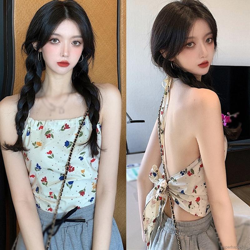 Áo Tank Top Hoạ Tiết Hoa Phong Cách Hàn Quốc