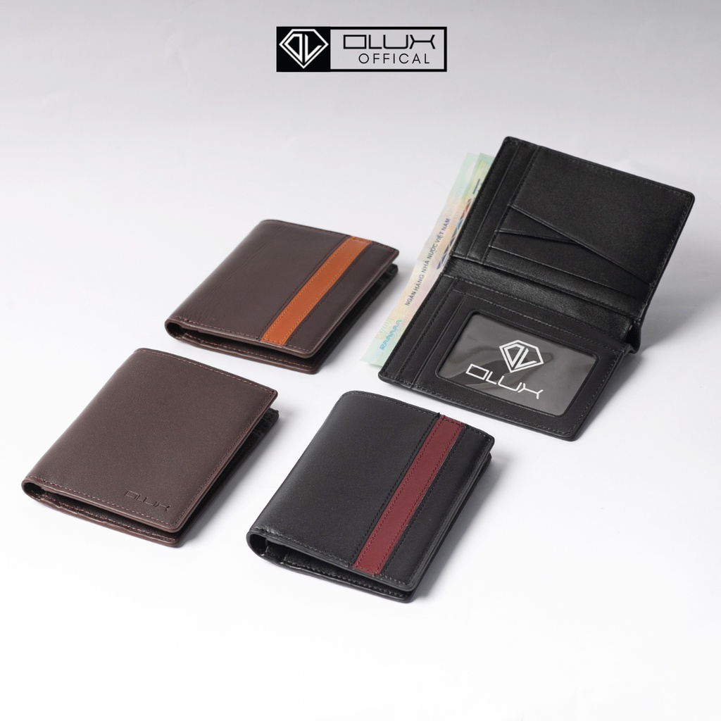 Ví nam mini, bóp nam đứng da bò thật nhập khẩu Safira - thời trang Olux - fullbox