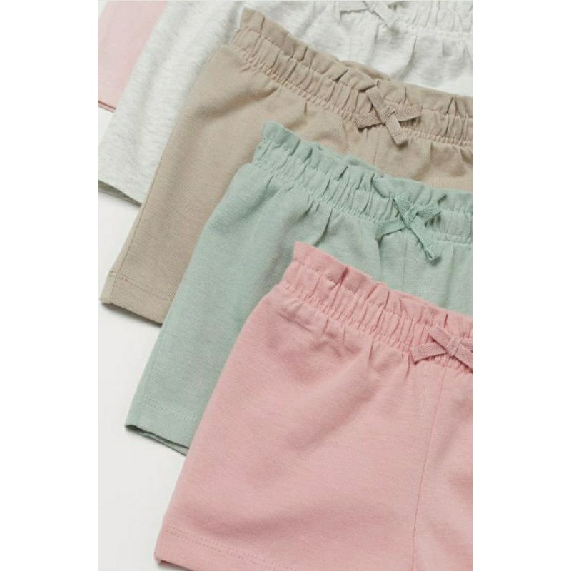 Set 5 quần sooc cotton màu trơn cho bé gái H.M UK A.uth size 9/12m đến 3/4y