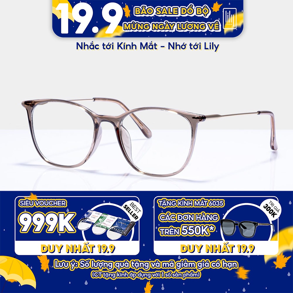 Gọng kính cận nam nữ Lilyeyewear mắt vuông , chất liệu nhựa thanh mảnh nhẹ nhàng càng 1889