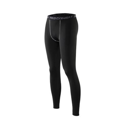 QUẦN GIỮ NHIỆT COMBAT PRO LEGGING TẬP GYM NAM DÁNG DÀI MÀU ĐEN