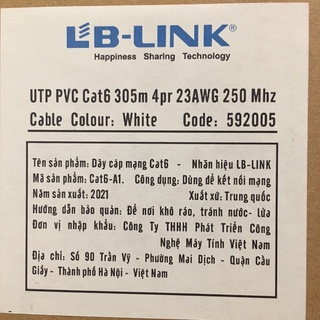 CUỘN DÂY MẠNG CAT6 LB-LINK 305m/thùng