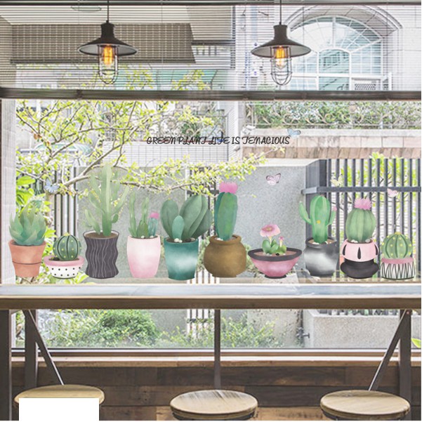 Decal dán tường - Xương Rồng Chậu ú