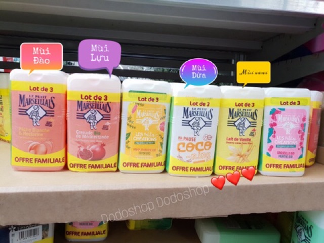 Sữa tắm Le Petit Marseillais 250ml giúp da mềm mịn, mượt da, thơm đậm hương thơm Pháp, hàng nội địa pháp