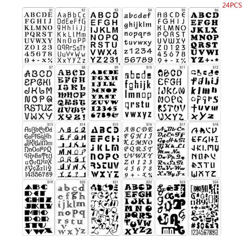 seng* 24pcs/set Alphabet Letters Drawing Template Stencil Painting Embossing Scrapbook