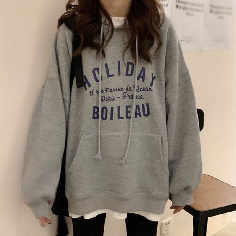 Áo Hoodie Unisex HOLIDAY 🦋 Áo Khoác Nỉ Nữ Có Mũ Dáng Rộng 2 Màu 🦋 | BigBuy360 - bigbuy360.vn