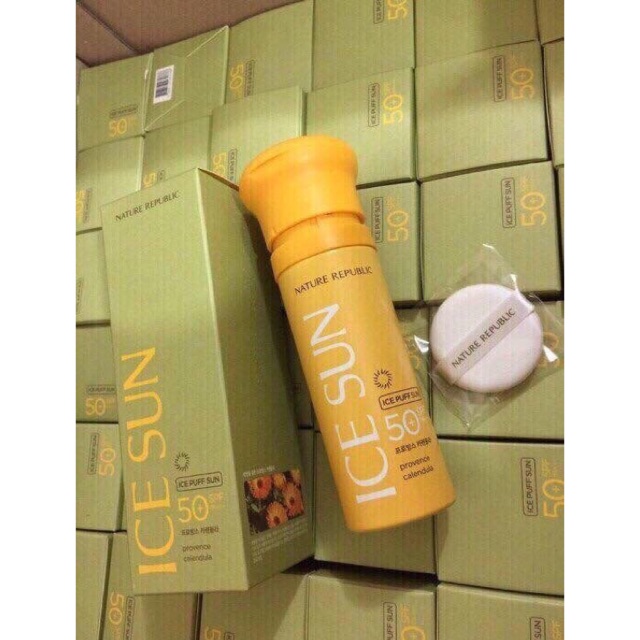 KEM CHỐNG NẮNG🌻🌻🌻 NATURE REPUBLIC PROVENCE CALENDULA ICE PUFF SUN SPF 50+ PA+++ 