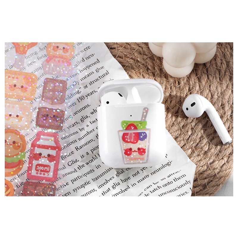 Sticker kim tuyến chủ đề nước uống thức ăn cute, hình chai lọ mỹ phẩm đáng yêu