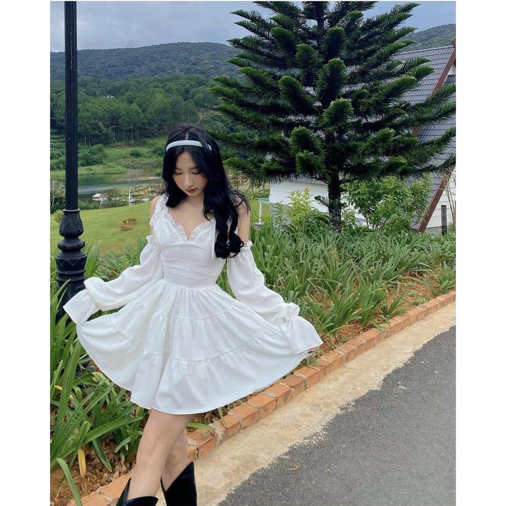 Đầm babydoll trễ vai ulzang 💓FREESHIP💓 tuyết trắng công chúa mặc sinh nhật, kỷ yếu, dự tiệc