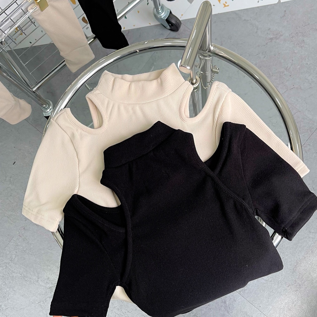 Áo Tchoose, áo thun khoét vai bodysuit dáng ôm sát kèm ống tay - T354 | BigBuy360 - bigbuy360.vn