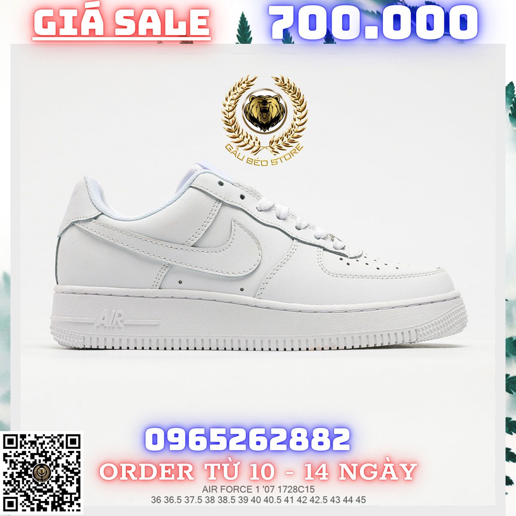 Order 2-3 Tuần + Freeship Giày Outlet Store Sneaker _Nike Air Force 1 Low ’07 "All white" MSP: 1728C15 gaubeostore.shop