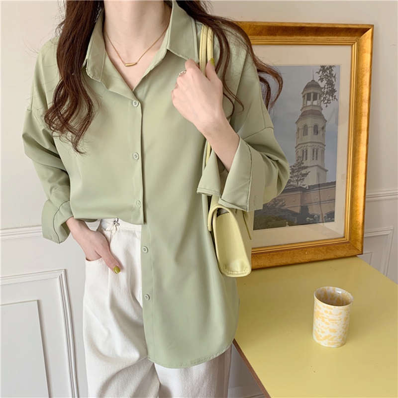 Áo Sơ Mi Nữ Basic Nhiều Sắc Màu Dài Tay From Rộng Phong Cách Hàn Quốc Thời Trang Sugal SO MI NU 007V3