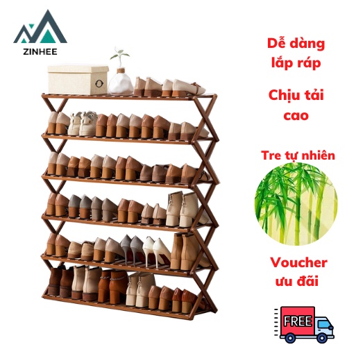 Kệ giày đa năng nhiều tầng gỗ tre FOLDEN, giá giày gấp gọn để giày dép thông minh gọn gàng nhà cửa