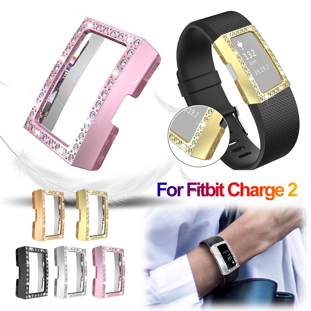 CHINK Luxury Crystal Diamonds Plating Hard PC Case Watch Cover Bumper For Fitbit Charge 2