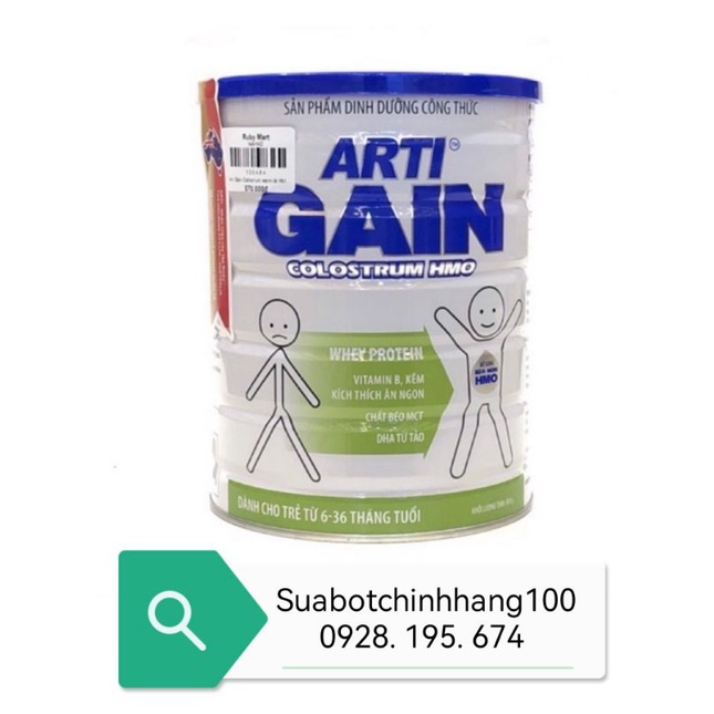 Sữa bột Arti Gain colostrum HMO lon 850g
