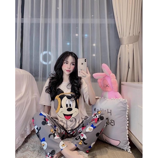 [KHO SỈ] Bộ thun Quảng Châu, đồ ngủ nữ pijama dễ thương, cotton thun cộc tay mùa hè chất mát nhiều