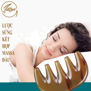 Lược 5 răng đa năng bằng sừng VIETHORN /chải tóc massa dây thần kinh kết hợp /chăm sóc da mặt /đánh tan stress