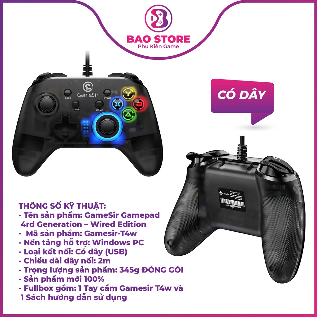 Tay Cầm Chơi Game GameSir T4W / T4 PRO Chính Hãng Dùng Cho PC / Laptop Tốt Cho FO4