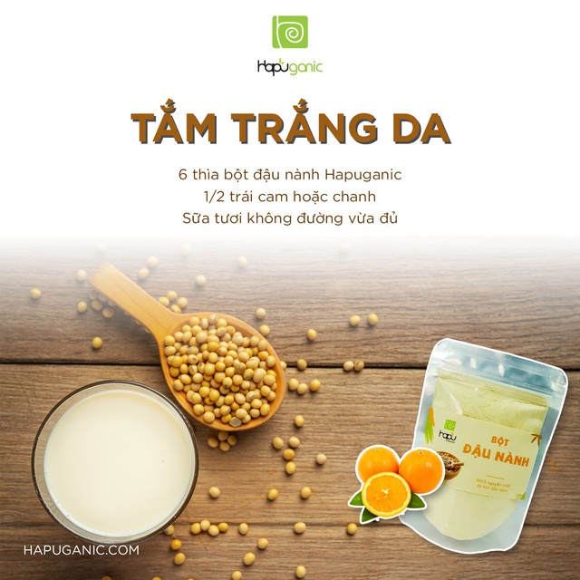 Bột Đậu Nành Nguyên Chất Hapu Organic trắng da, mờ thâm