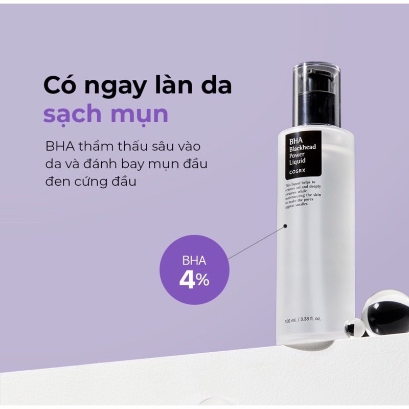Dung dịch tẩy tế bào chết hoá học Cosrx BHA Blackheads Power Liquid 100ml