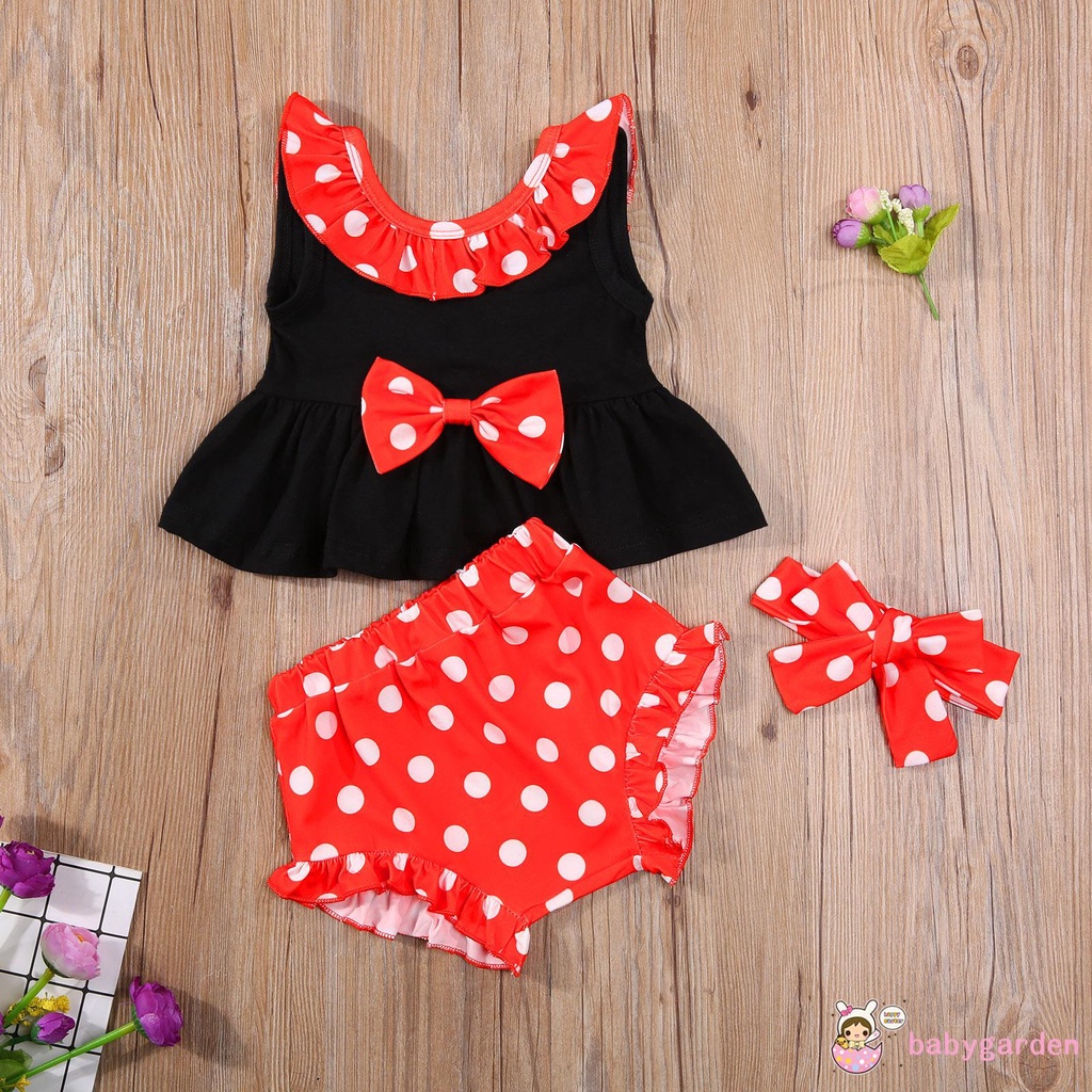 Áo Thun Không Tay Kèm Quần Short Màu Đỏ / Hồng Cho Bé Gái