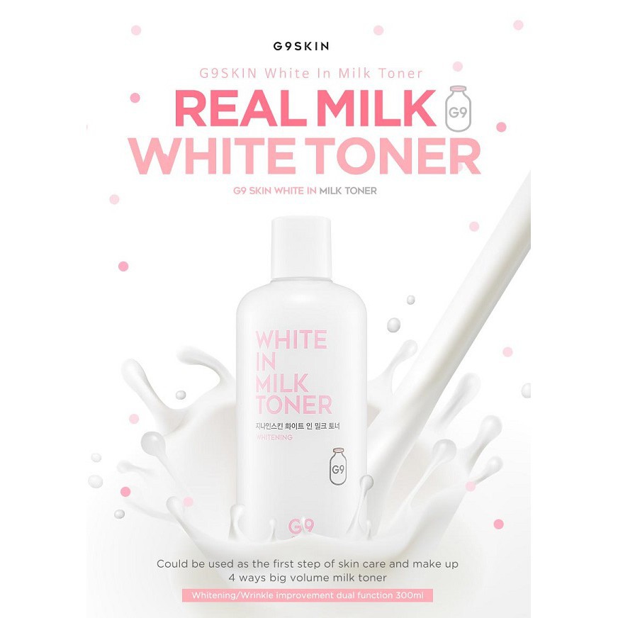 (Chính Hãng) Nước Hoa Hồng G9skin White In Milk Toner 300ml
