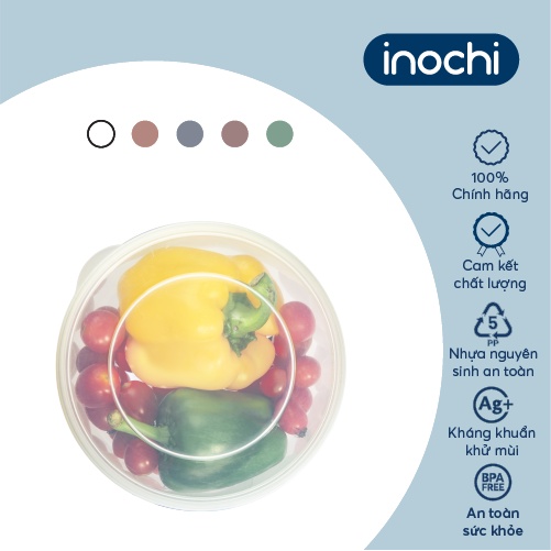 Bộ 4 hộp thực phẩm tròn Inochi - Hokkaido 500100015002000ml