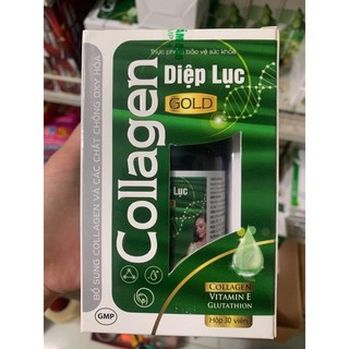 Viên Uống Trắng Da Diệp Lục Collagen Gold - Làm đẹp da, chống lão hóa, giảm thâm nám-Hộp 30 viên