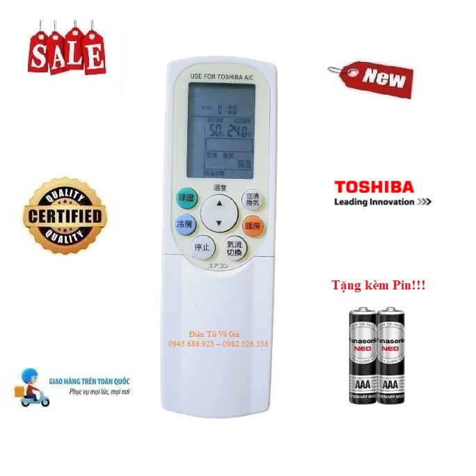 Remote Điều khiển điều hòa Toshiba hàng nội địa, nhật bãi- Hàng tốt mới 100% Tặng kèm Pin!!!