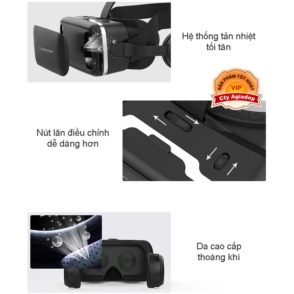 Kính thực tế ảo VR 3D loại xịn SHINECON có tai nghe âm thanh hình ảnh sống động AG04