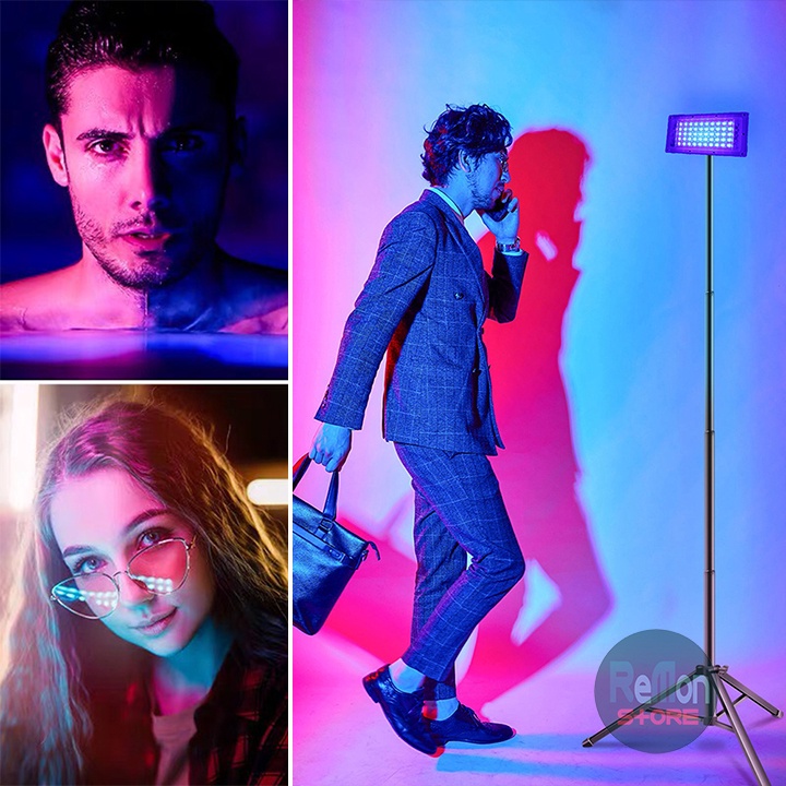 Bộ đèn màu quay phim youtube tiktok livestream RGB 16 có remote và chân đứng 2m