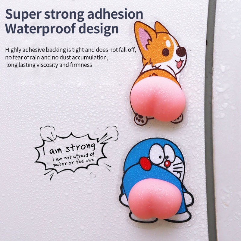 Miếng dán trang trí xe hơi ANKNDO kiểu hoạt hình 3D bằng silicone mềm đáng yêu sáng tạo vui nhộn