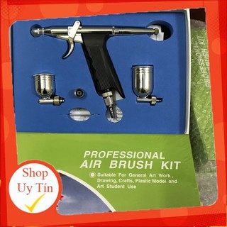 Airbrush Bút Vẽ Mỹ Thuật 116 ♥️ [ HÀNG CHUẨN ] ♥️ Súng Vẽ Airbrush, 2 Cốc Đựng Sơn, Lỗ Phun 0.5mm, Tặng Dây Sơn