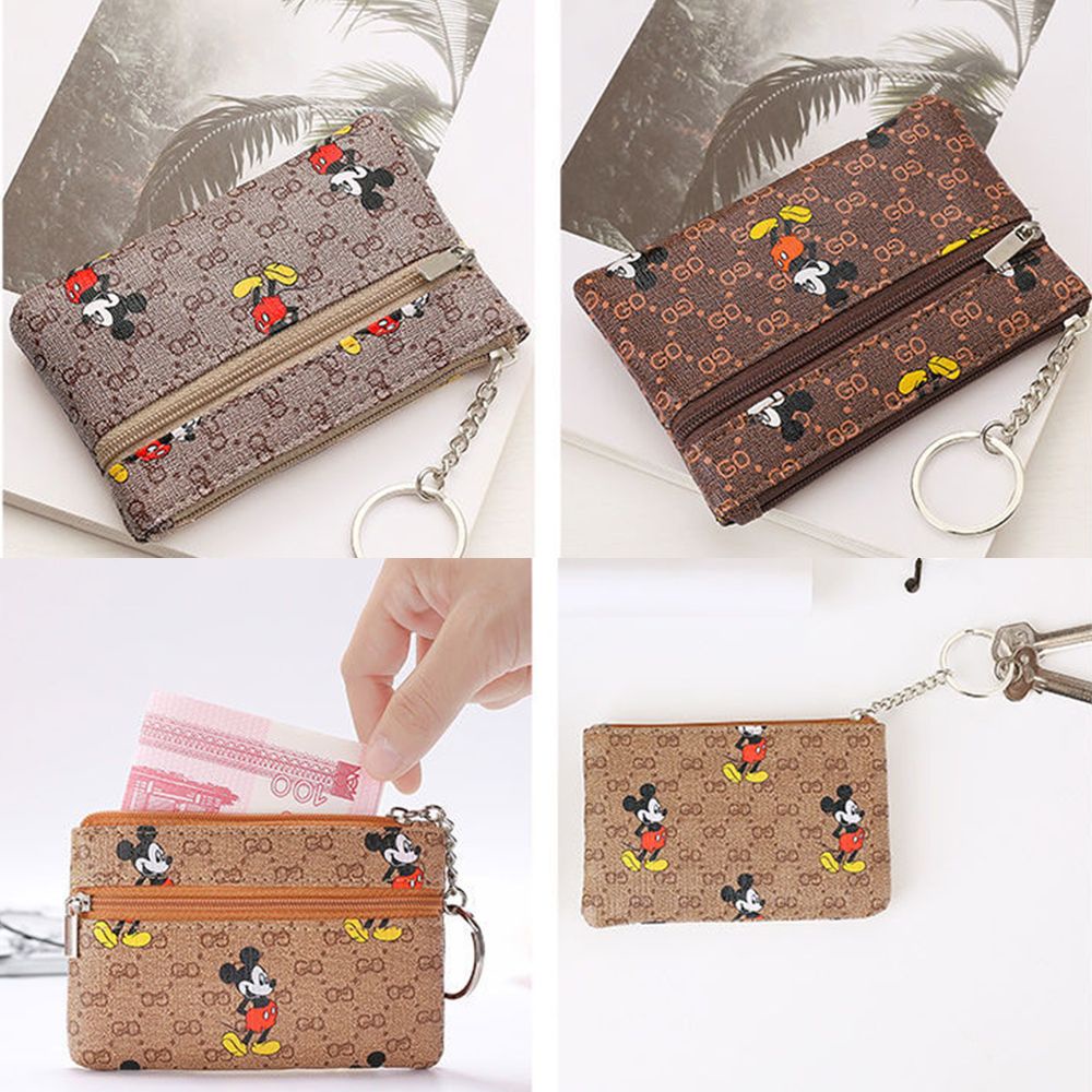 Ví nhỏ đựng tiền thẻ họa tiết hoạt hình mickey phong cách cổ điển thời trang dành cho nữ