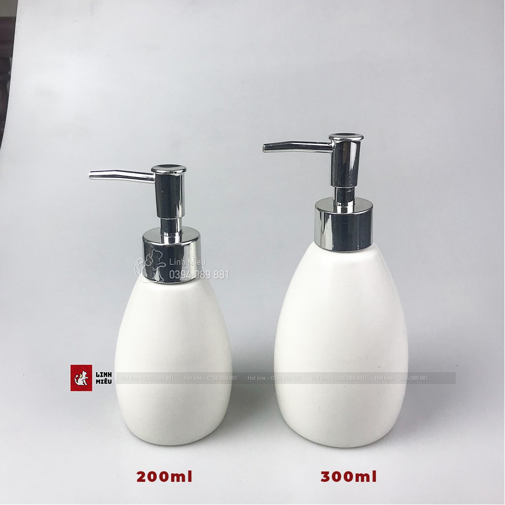 Bình đựng dầu gội, sữa tắm, nước rủa tay bằng sứ Bát Tràng cao cấp - dáng xoài