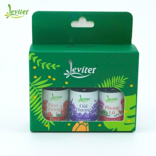 Combo tinh dầu Dễ ngủ Leviter: Tinh dầu Hoa Hồng, Oải Hương, Phong Lữ 10ml