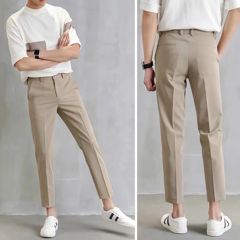 Quần tây nam dài đến mắt cá chân màu trơn thời trang công sở cho nam | BigBuy360 - bigbuy360.vn