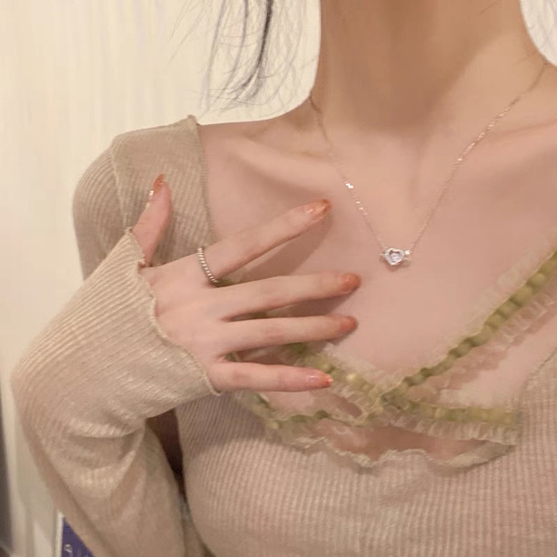 Vòng cổ Hình Trái Tim Đính Đá Thời Trang Cho Nữ