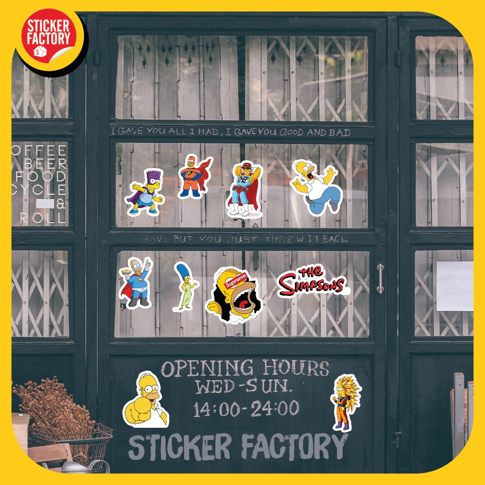 The Simpson - hộp set 100 sticker decal hình dán nón bảo hiểm , laptop, xe máy, ô tô - STICKER FACTORY