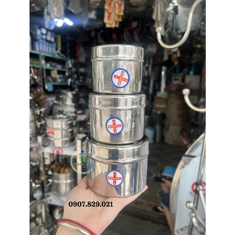 Hủ Lưu Mẫu/ Hộp Đựng Bông Gòn INOX 304