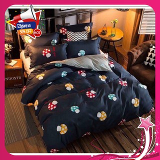 Chăn Ga Kèm 2 Vỏ Gối Nằm POLLY NHẬP CAO CẤP Mẫu cây nấm