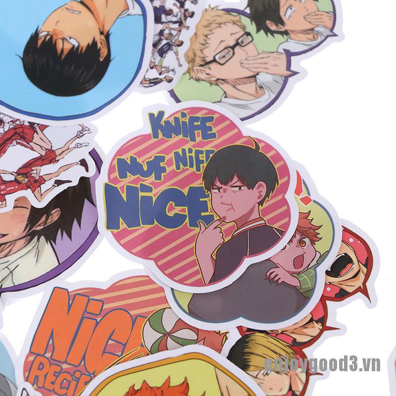 Bộ 50 Miếng Dán Pvc Chống Thấm Nước Hình Anime Haikyuu