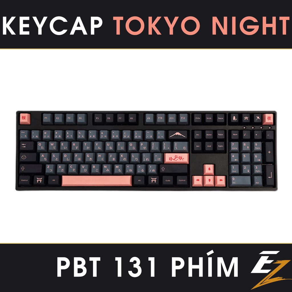 Keycap Cho Bàn Phím Cơ GMK Tokyo Night Thick PBT Cherry Profile 131 Phím