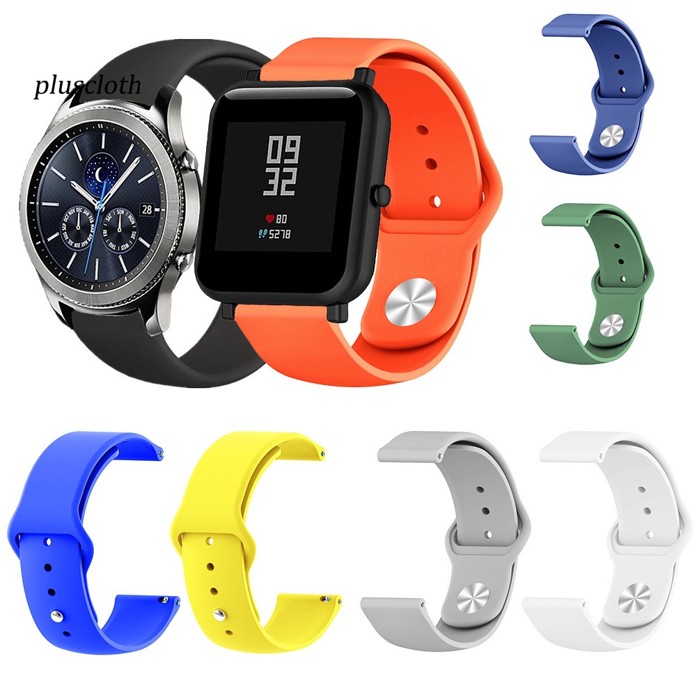 Dây đồng hồ màu trơn 20mm 22mm thay thế cho Huawei GT Samsung Galaxy